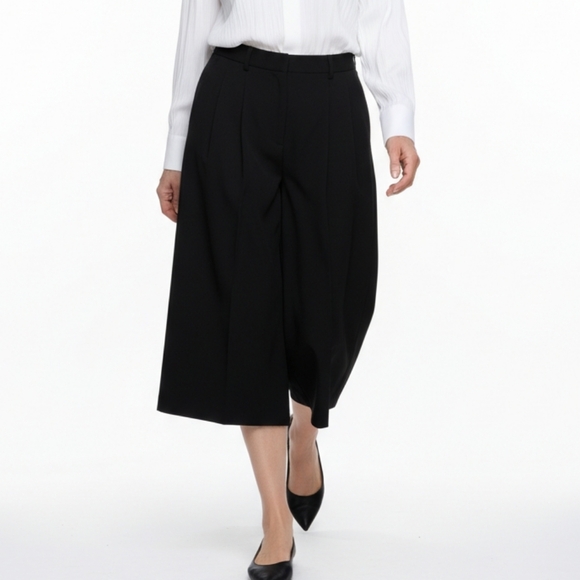 Anne Klein Vintage Black Fine Wool Wide Leg Crop Trousers Dress Pants 48 12 - Picture 2 of 13